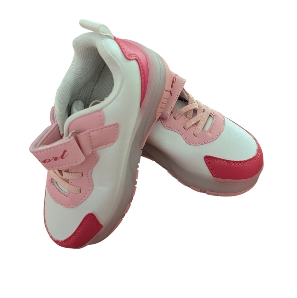 LED Roller Skates Shoes 4 Wheel Skating Pink and White Light-Up Size 1 - Picture 6 of 11